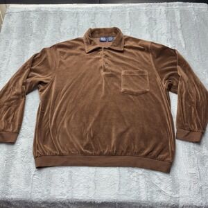 Vintage John Blair Men's Velour Shirt 2XL Brown  Velvet Grandpacore 70s Retro